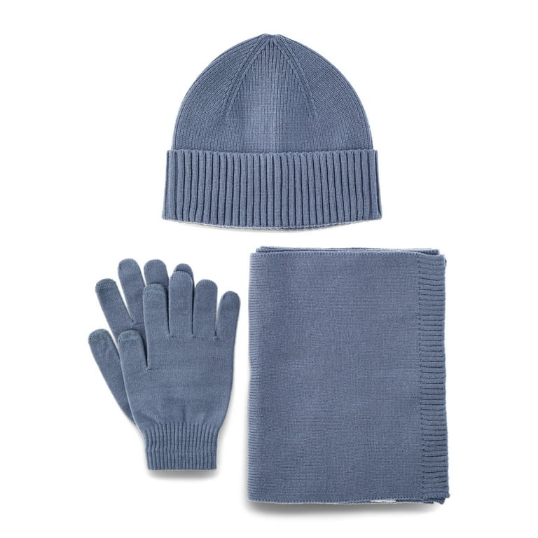 Time and Tru Women’s Beanie Hat, Gloves and Scarf Set, 3-Piece, One Size Fits Most, Insignia Bl... | Walmart (US)
