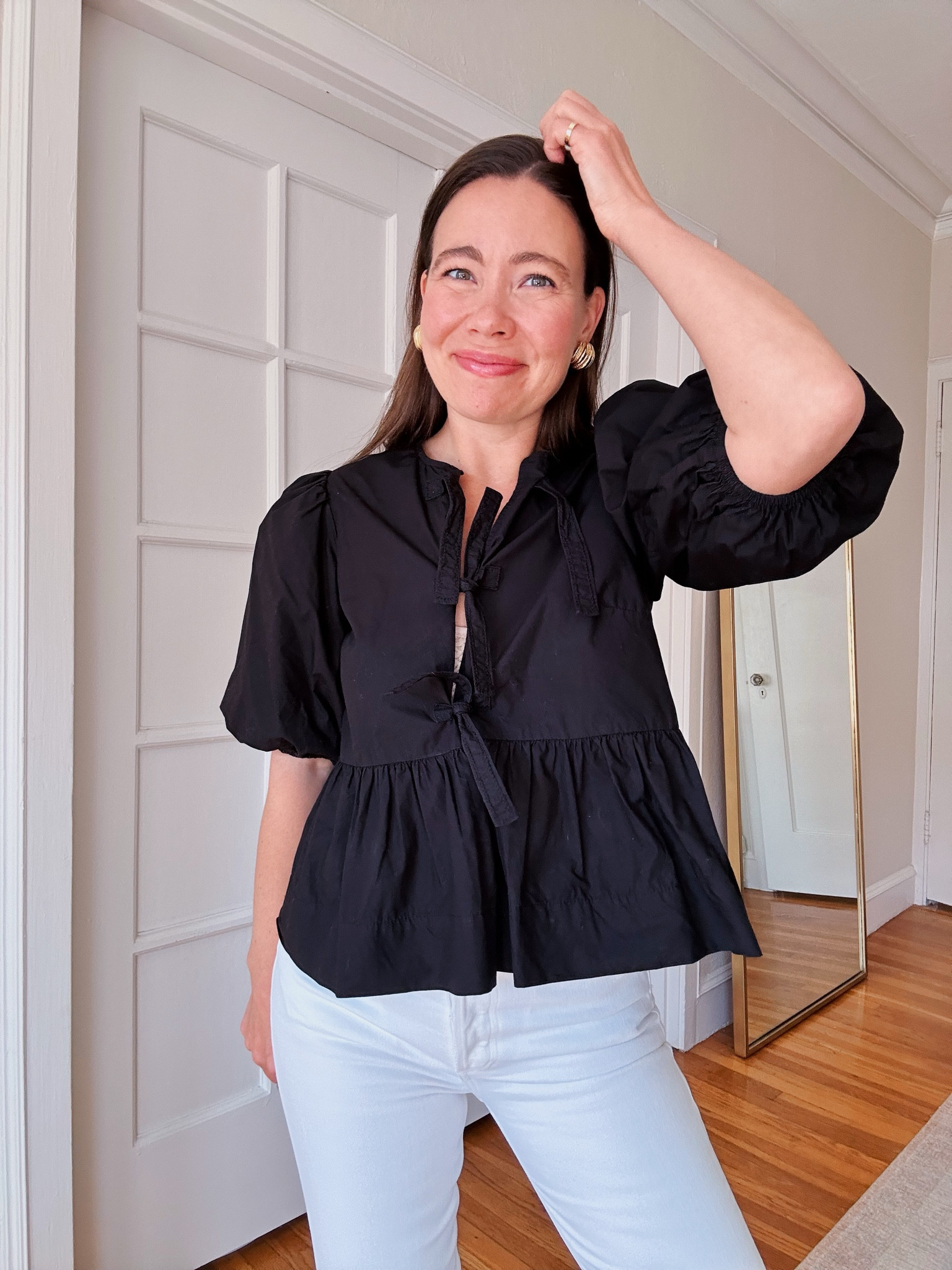 Ganni black tie top. 

Poplin top, Ganni, Ganni Top

#LTKStyleTip #LTKSeasonal #LTKHome