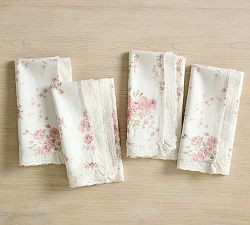 LoveShackFancy Pink Rose Napkins - Set of 4 | Pottery Barn (US)