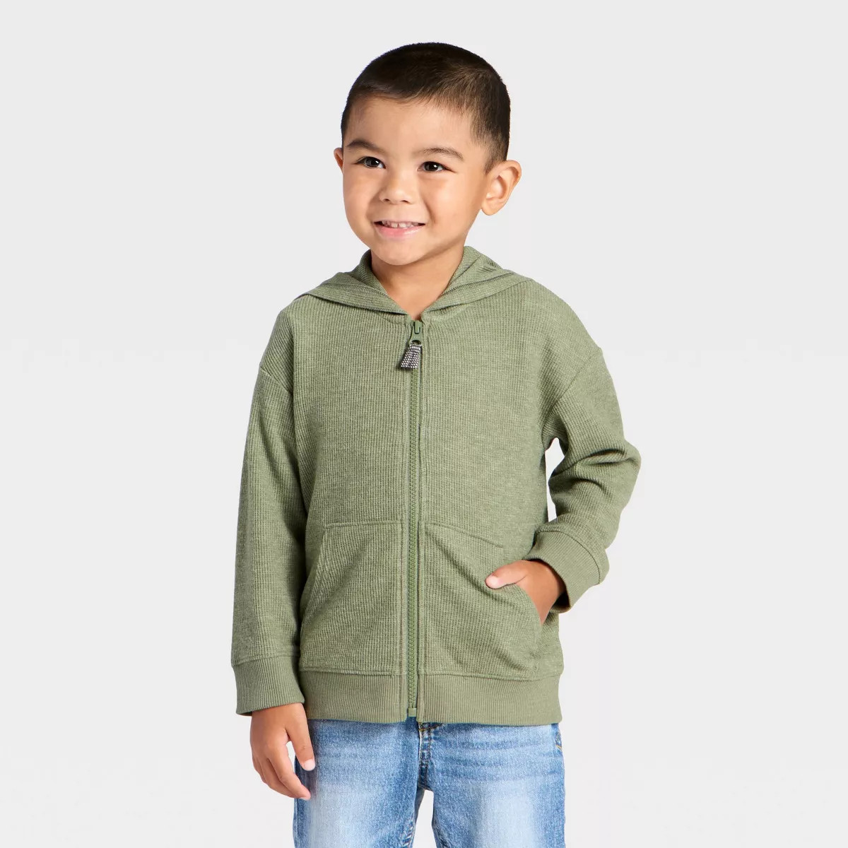 Toddler Boys' Waffle Knit Zip-Up Hoodie - Cat & Jack™ | Target