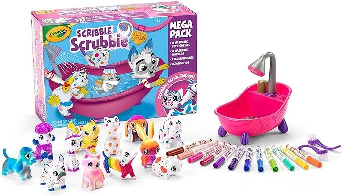 Crayola Scribble Scrubbie Pets Mega Pack (12 Pets), Reusable Pet Care Toy, Dog & Cat Toys for Kid... | Amazon (US)