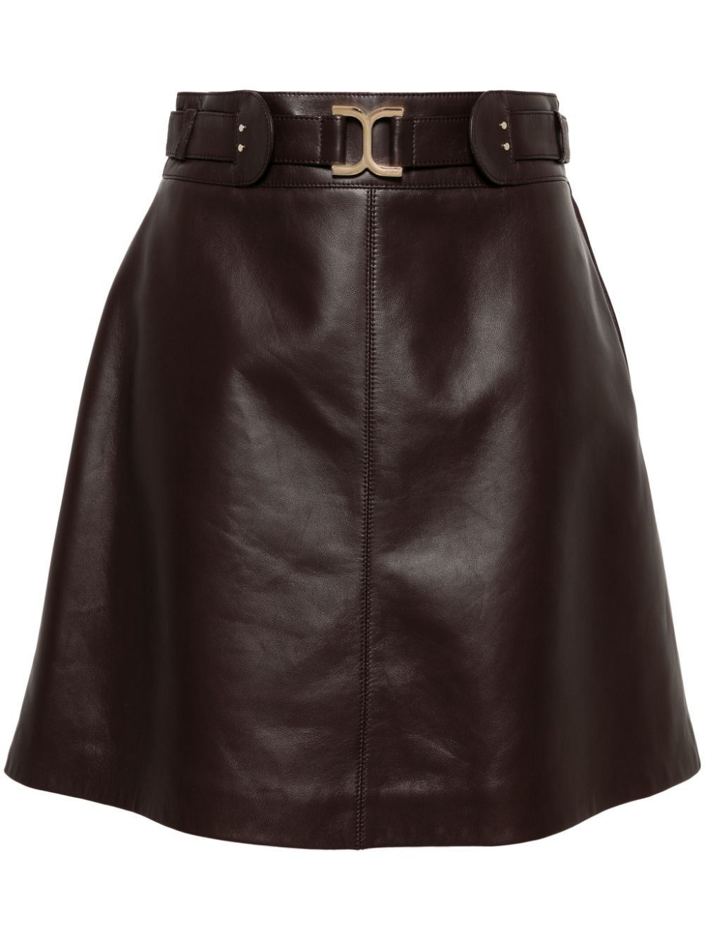 Chloé Belted Embellished Leather Miniskirt - Farfetch | Farfetch Global