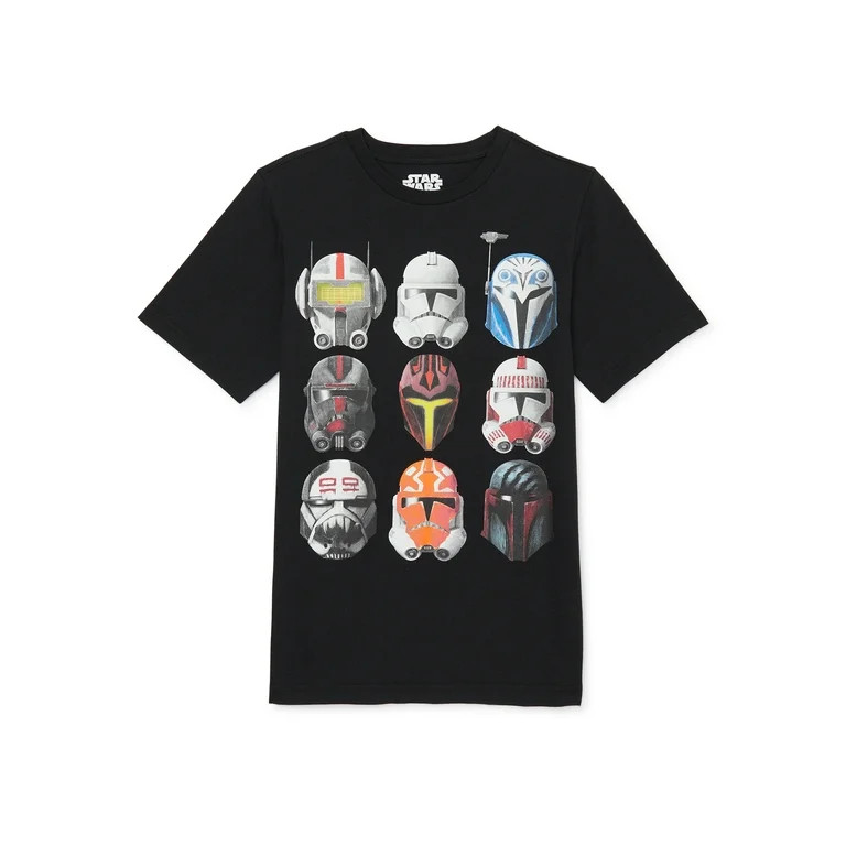 Star Wars Boys Clone Helmets, Crew Neck, Short Sleeve, Graphic T-Shirt, Sizes 4-18 | Walmart (US)