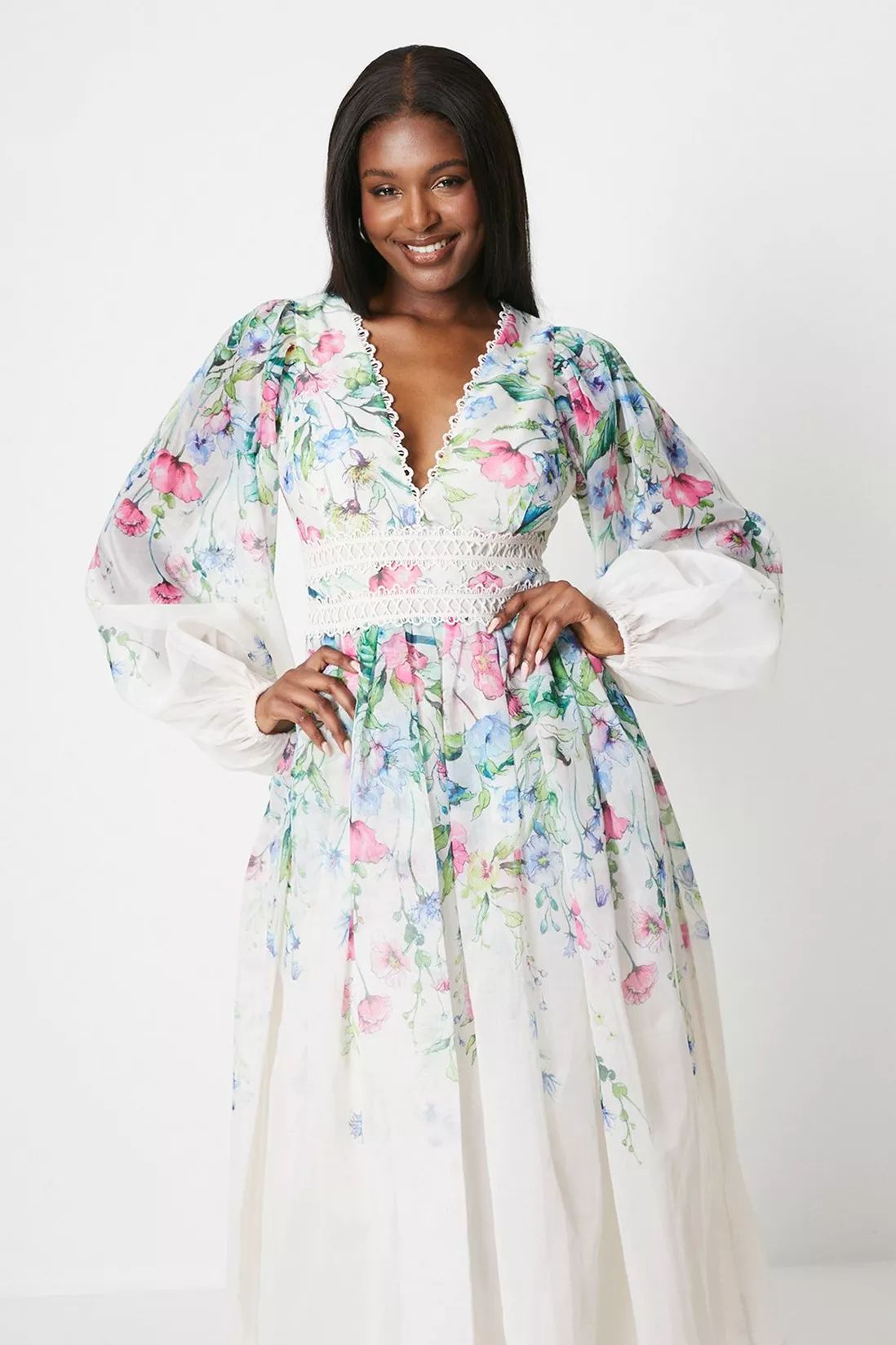 Dresses | Organza Floral Lace Trim Maxi Dress | Coast | Coast UK & IE