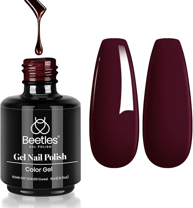 Beetles Merlot Wine Gel Polish 15ml Dark Maroon Red Gel Nail Polish Fall Winter Soak Off UV LED L... | Amazon (US)