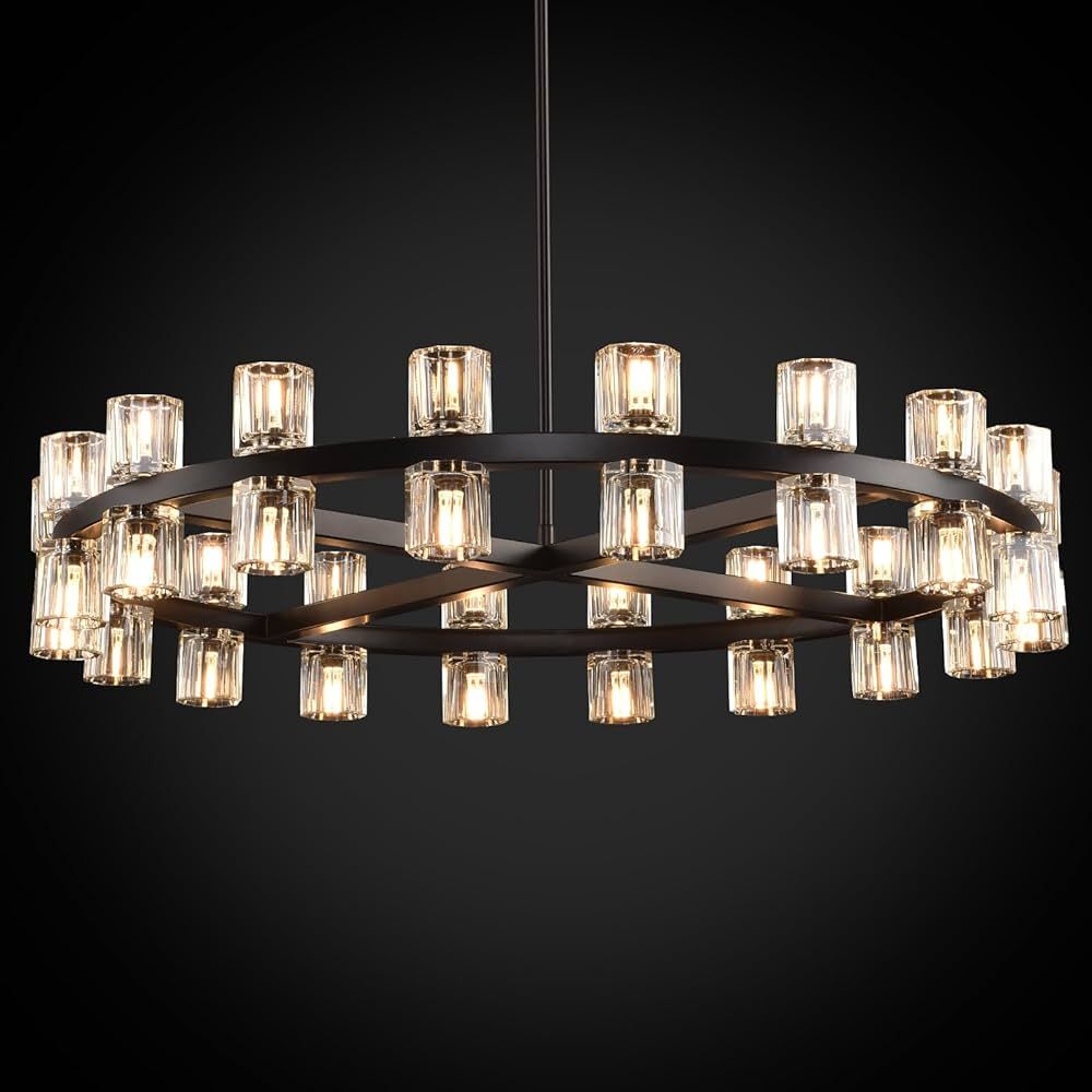 Arcachon Modern 36" Black Round Chandelier, Crystal Chandeliers For DiningRoom, Living Room Chand... | Amazon (US)