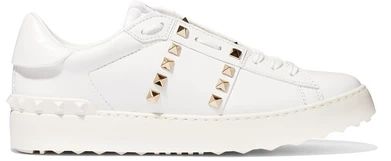 Valentino - Valentino Garavani Rockstud Untitled Leather Sneakers - White | NET-A-PORTER (US)