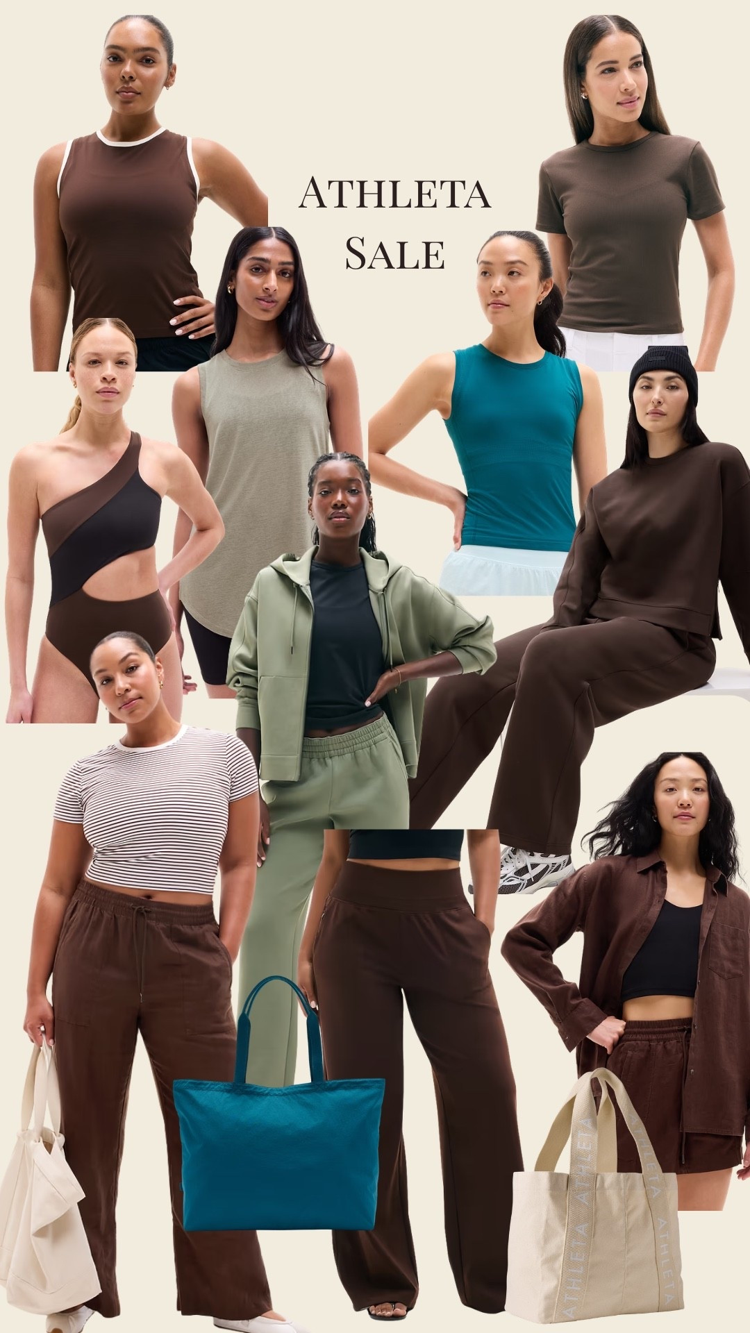 Athleta sale for autumns, true autumn, soft autumn, dark autumn, HOC autumn, color analysis, kingfisher, dark brown, olive green, activewear, mom style, budget, midsize, size 8, matching set, sweatpants, linen set, coverup, tanks

#LTKSaleAlert #LTKMidsize #LTKActive