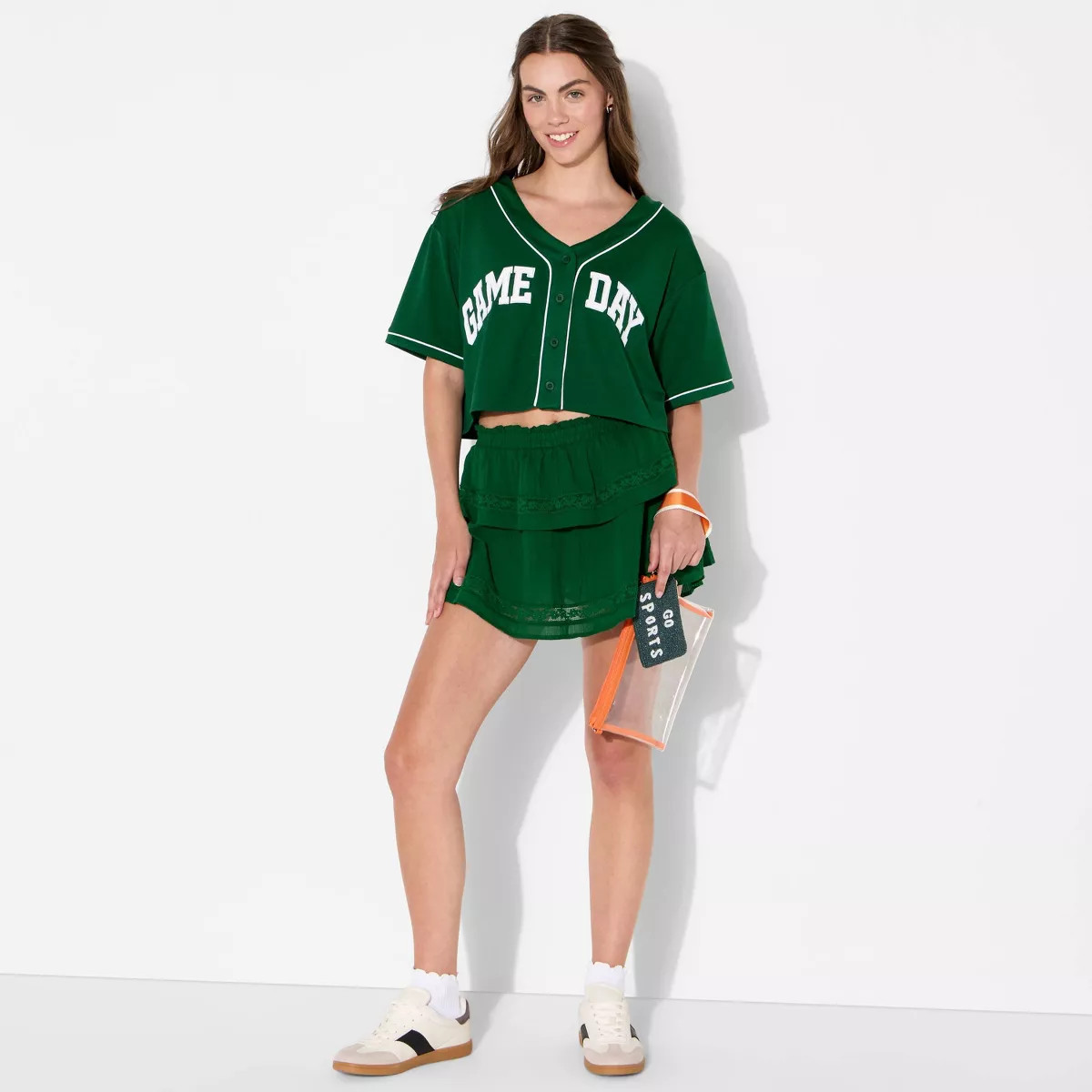 Women's Game Day Cropped Elbow Sleeve V-Neck Athletic Jersey - Wild Fable™ | Target