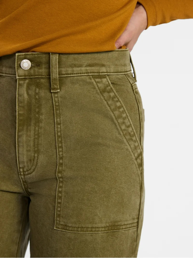 Time and Tru Women's Wide Leg Utility Trousers, 31" Inseam, Sizes 0-20 | Walmart (US)