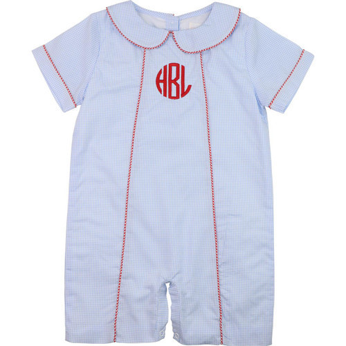Blue And Red Gingham Short Romper | Cecil and Lou