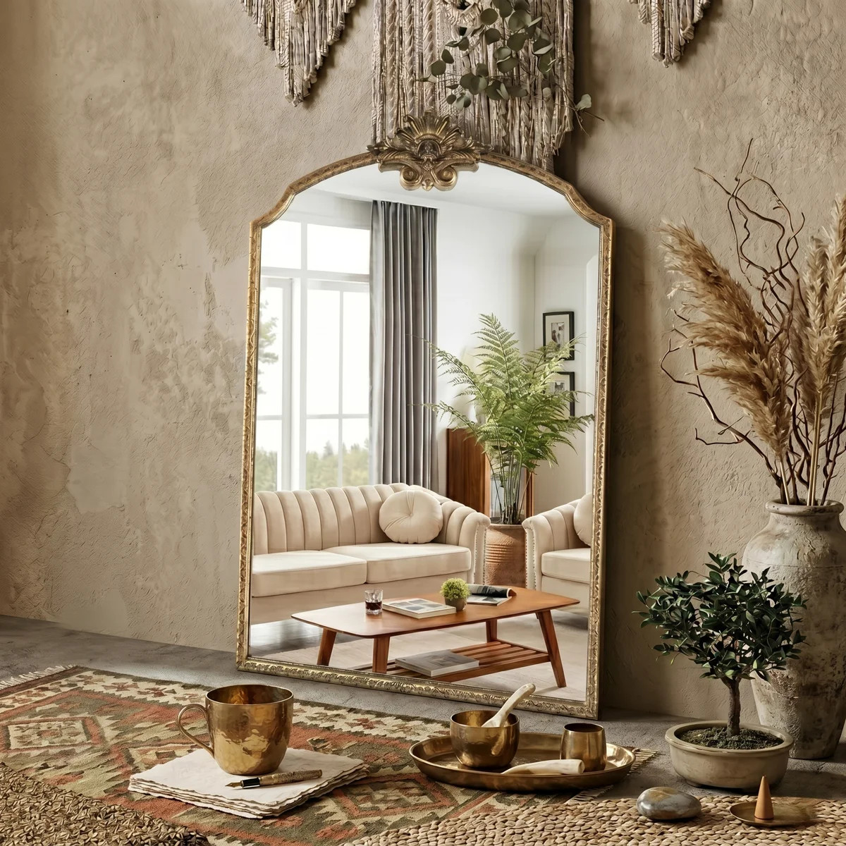 Lindon Arched Iron Wall Mirror | Wayfair North America
