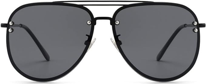 VIVIENFANG Oversized Rimless Aviator Sunglasses Metal Frame with Spring Hinges, Designer Inspired... | Amazon (US)