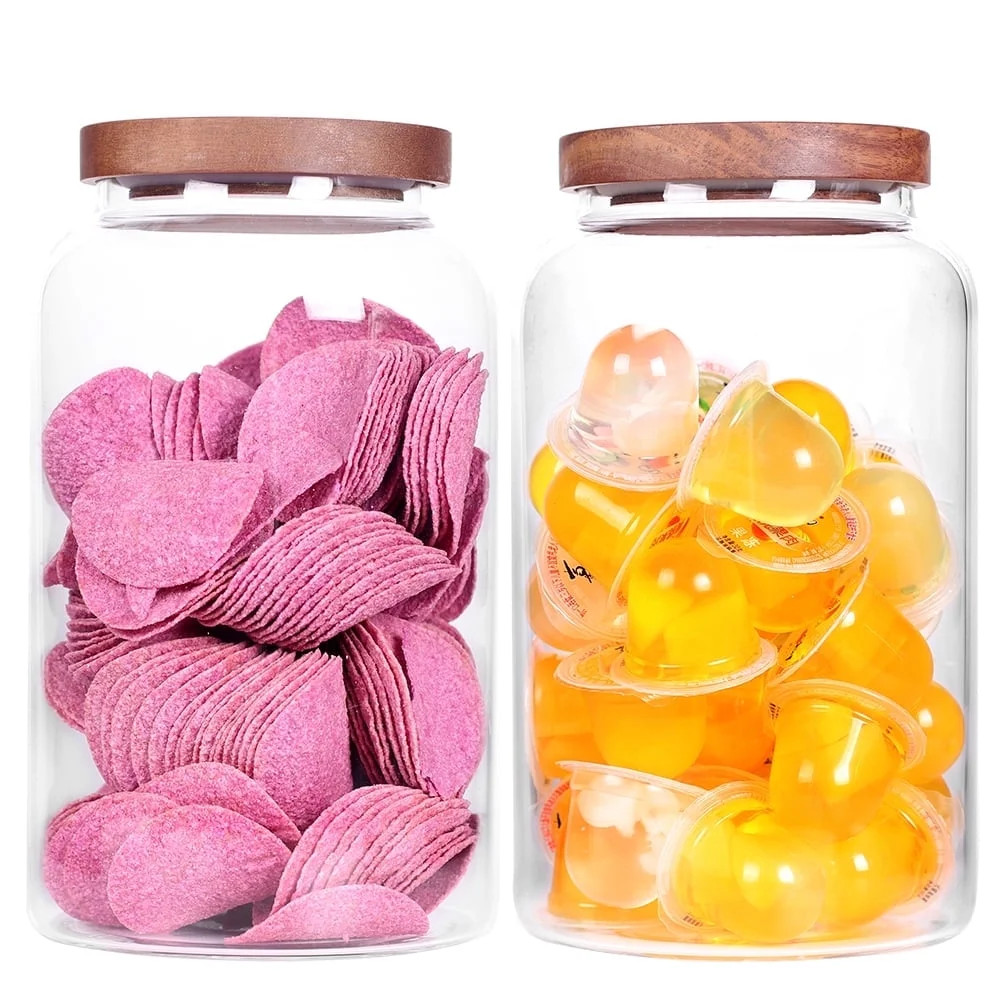 Large Glass Food Storage Jars with Airtight Wooden Lid，Set of 2 100 OZ(3000ml) Glass Canister G... | Walmart (US)