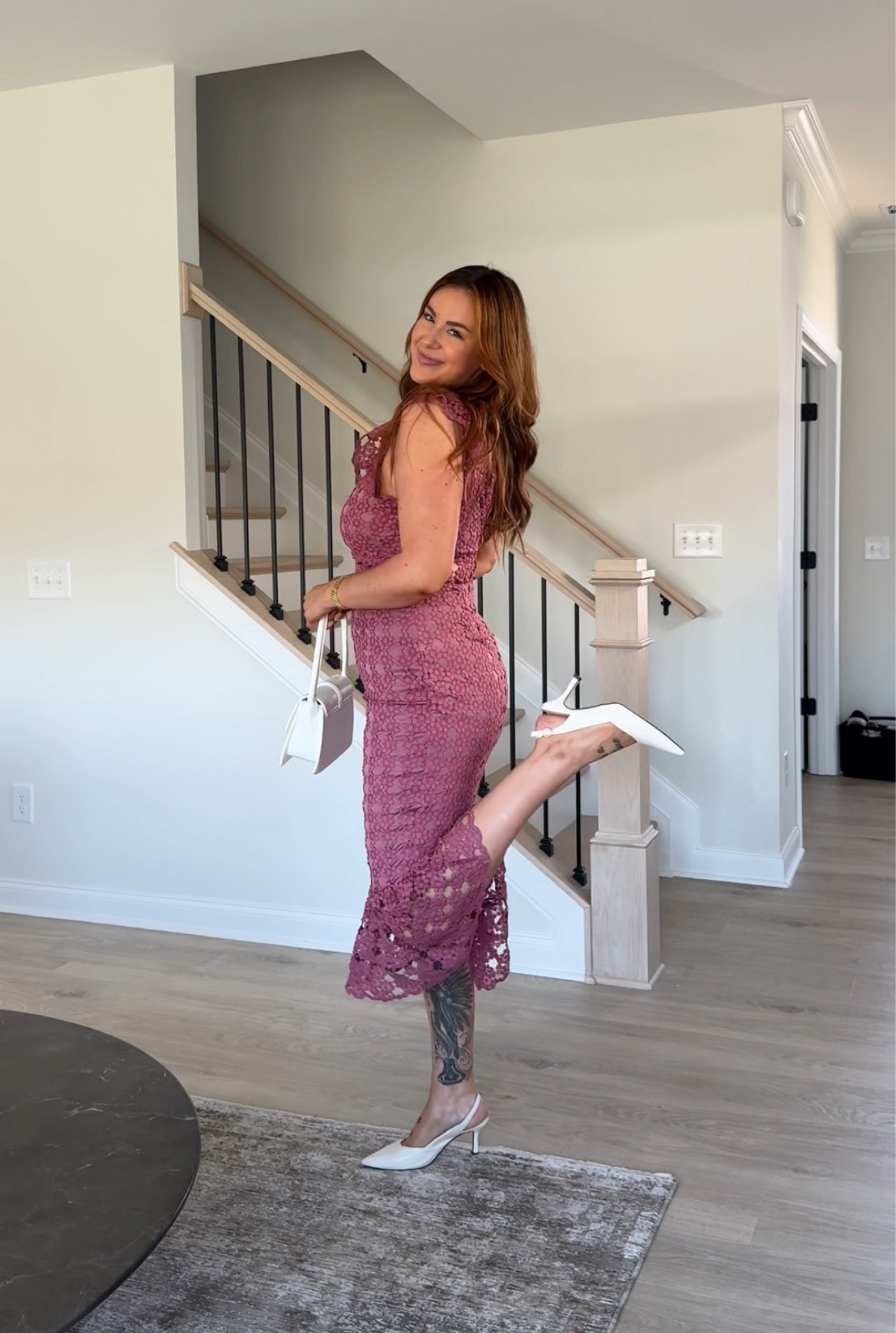 Detailed Wedding guest midi dress or mauve event midi dress for summer/fall 💕🥂 im wearing a size 12 ✨ DISCOUNT: SHELBYVERT20

#LTKStyleTip #LTKMidsize #LTKFindsUnder100