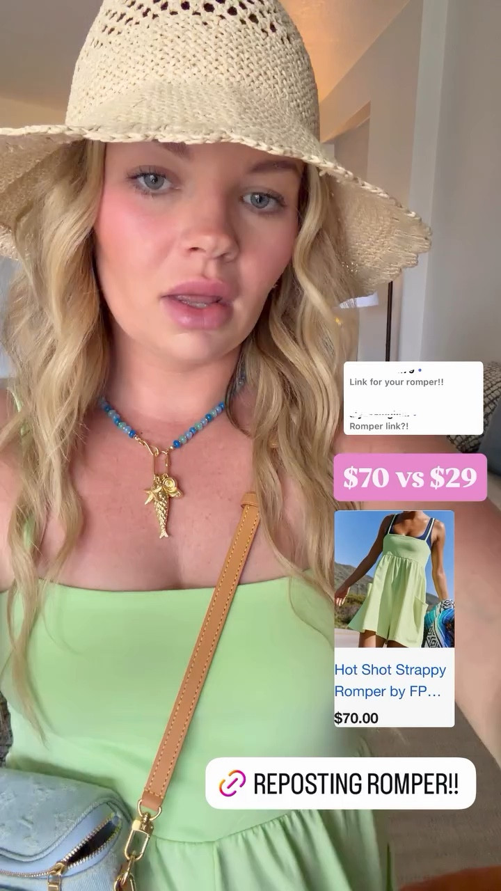$70 vs $29 for this FP style romper!! Love this green color too! 🌴☀️

#LTKMidsize #LTKSeasonal