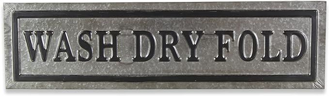 Cheung's Horizontal, Galvanized Metal Wording Wash Dry Fold Wall Sign, Gray | Amazon (US)