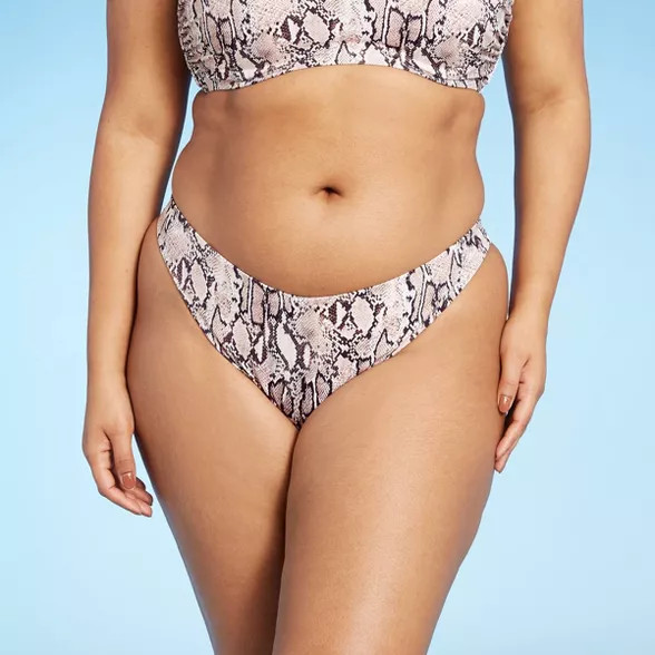 Women's High Leg High Waist Extra Cheeky Bikini Bottom - Shade & Shore™ Neutral Snake Print | Target