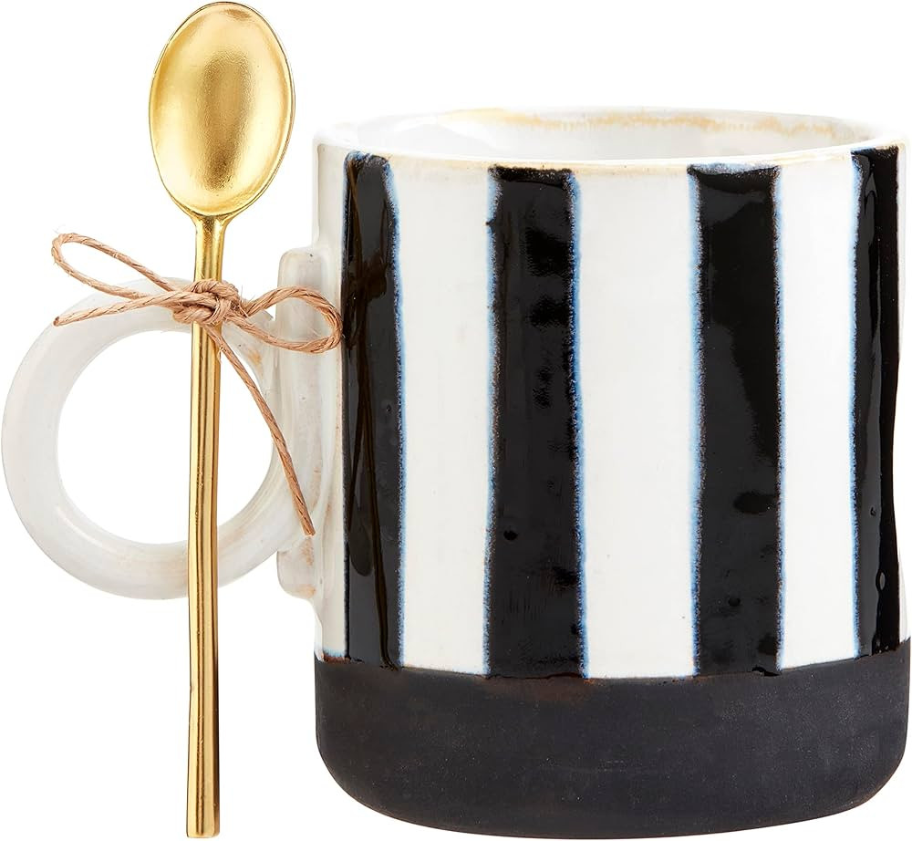 Mud Pie Stripe Black Stoneware Mug | Amazon (US)