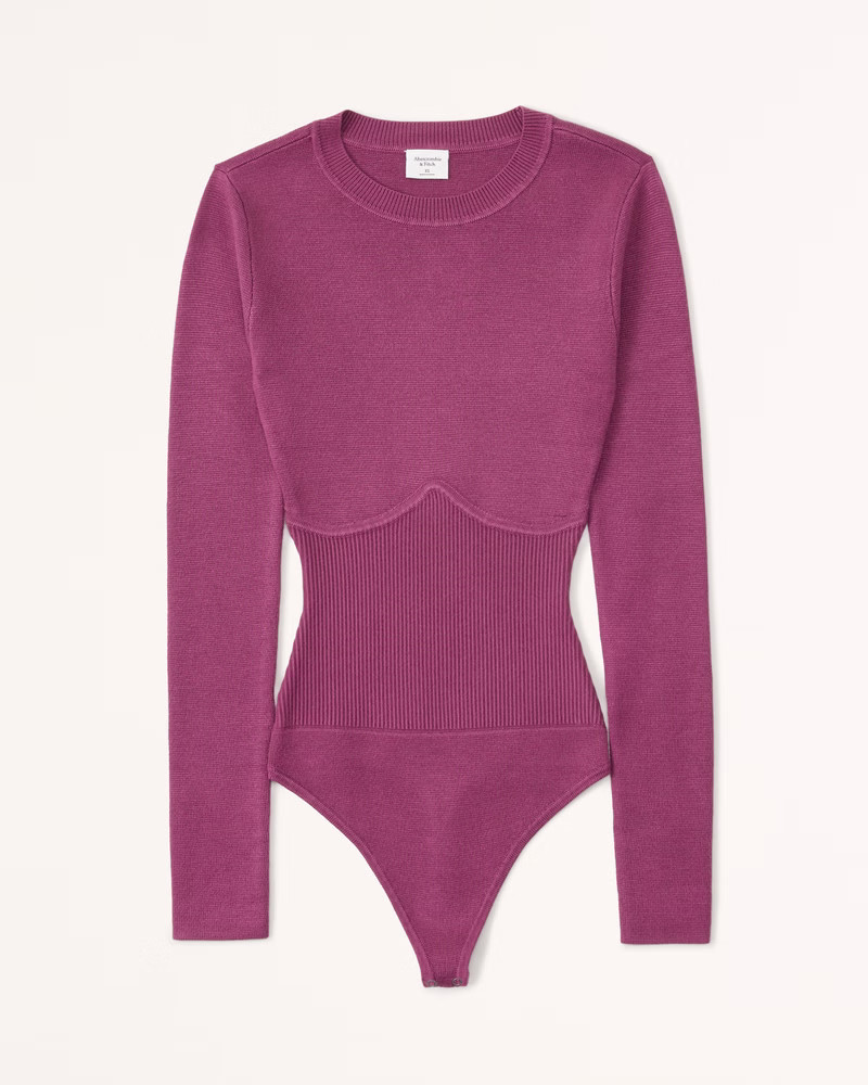 Long-Sleeve Crew Corset Sweater Bodysuit | Abercrombie & Fitch (US)