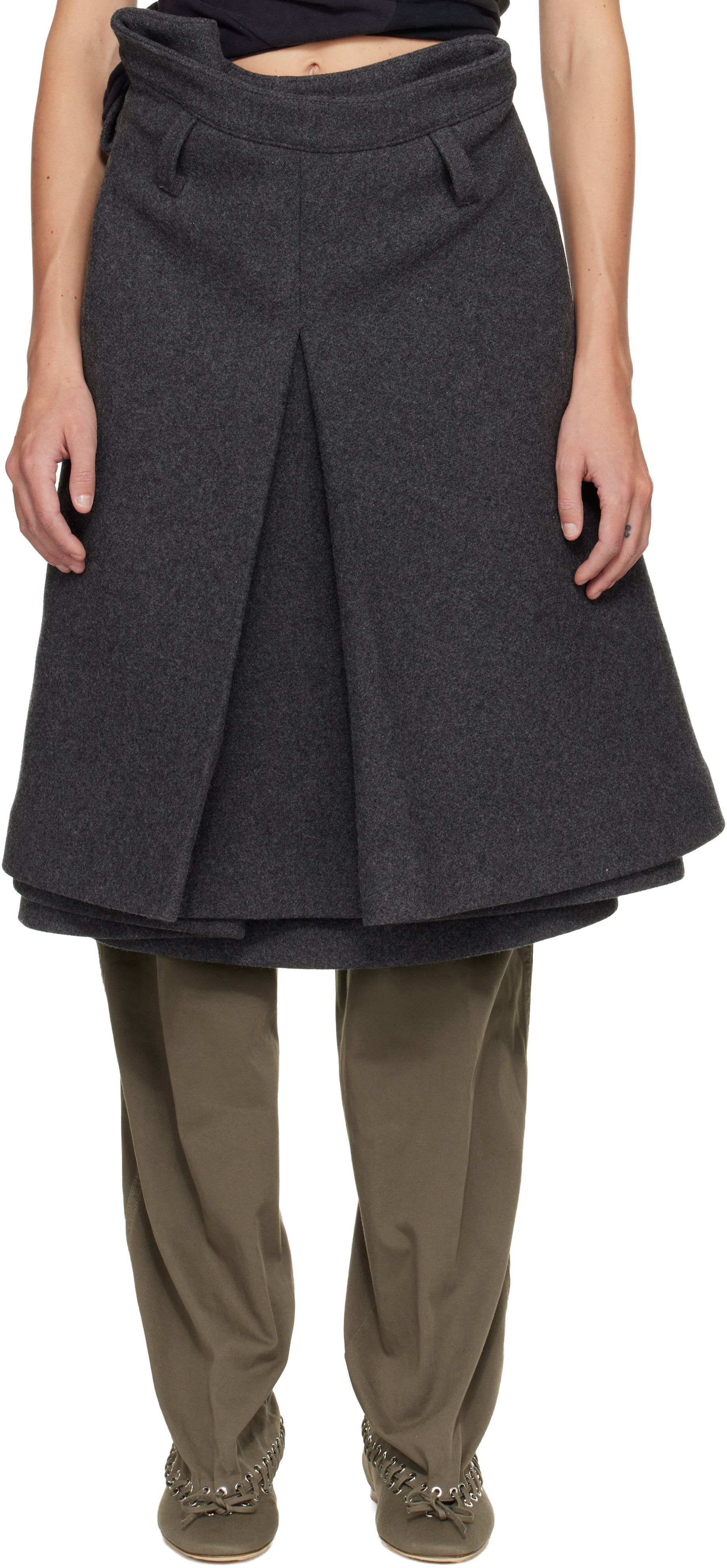August Barron Gray Display Midi Skirt | SSENSE