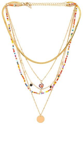 Beaded Layered Necklace in Gold | Revolve Clothing (Global)