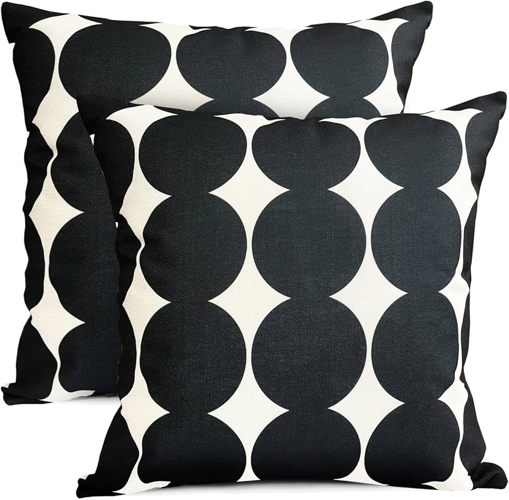 Decorative Throw Pillow Covers Set of 2 Black Fashion Polka dot Pillow Covers 22x22 Inch Throw Pi... | Amazon (US)