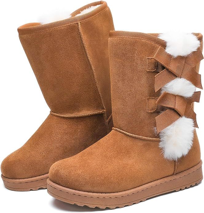 Winter Snow Boots for Women Mid Calf Warm Fur Lined Boots Slip on Fashion Bootie | Amazon (US)