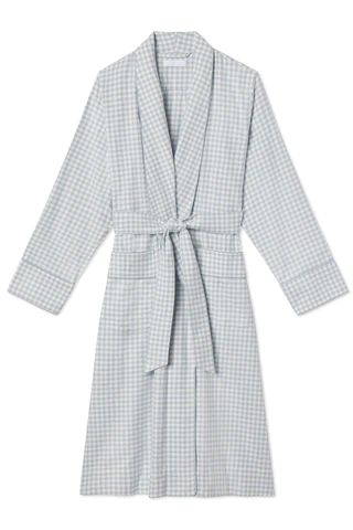 Flannel Robe in Blue Gingham | LAKE Pajamas