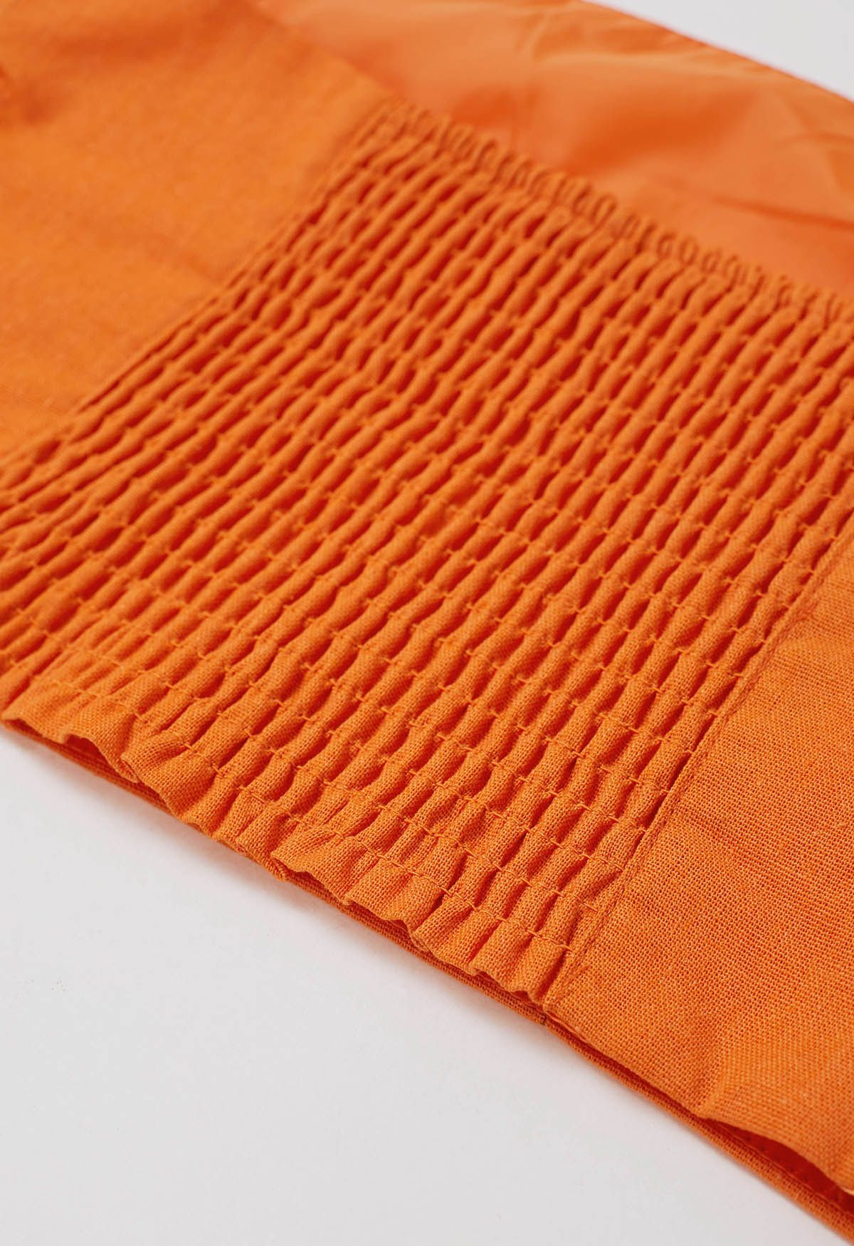 Criss-Cross Halter Pleat Crop Top in Orange | Chicwish