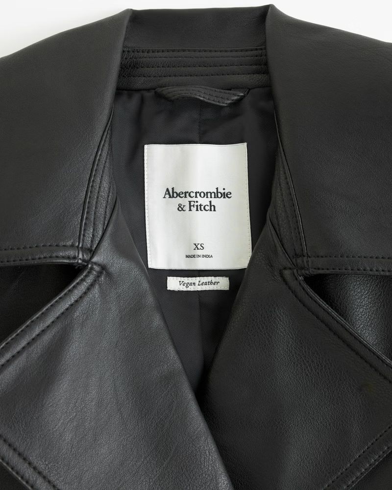 Women's Elevated Vegan Leather Trench Coat | Women's Coats & Jackets | Abercrombie.com | Abercrombie & Fitch (US)
