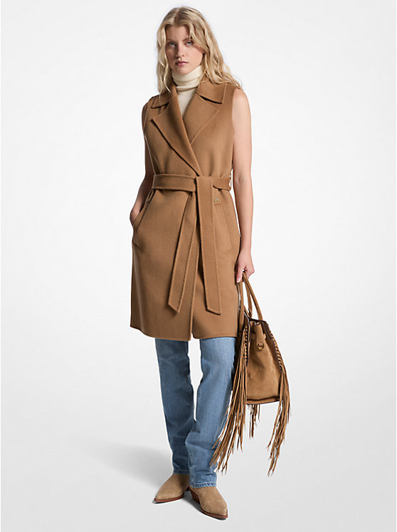 Wool Blend Belted Wrap Vest | Michael Kors US