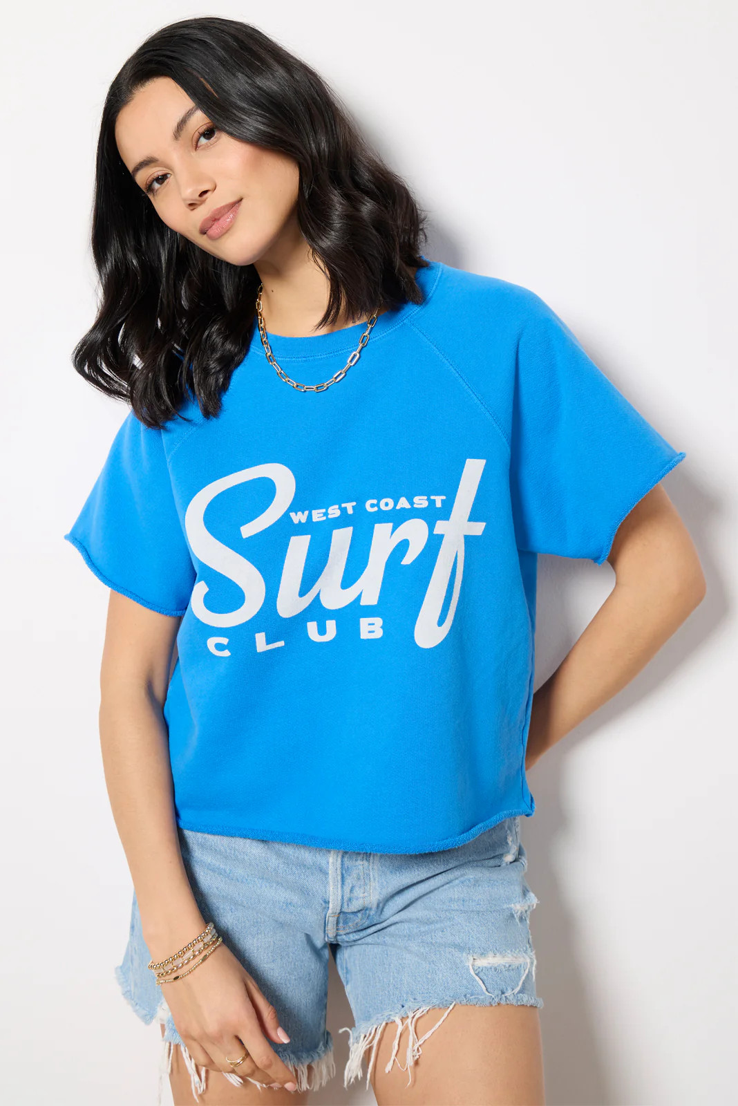 RETRO BRAND BLACK LABEL Women's West Coast Cutoff Sweatshirt, Size XS, Blue | Evereve