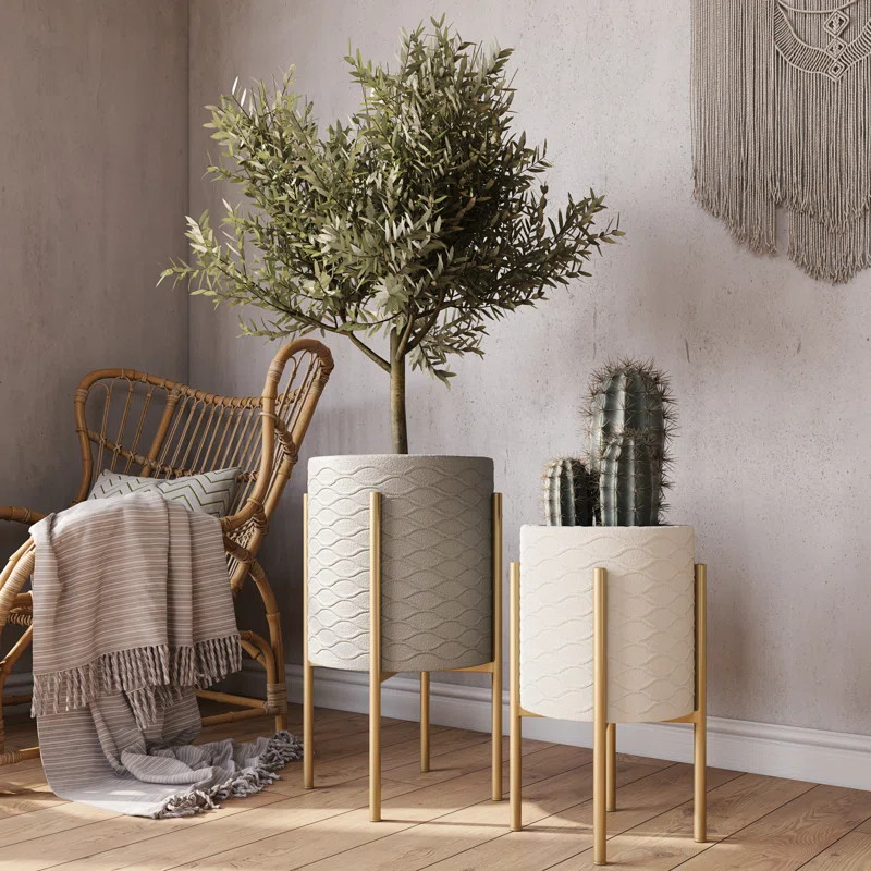Adelaida 2 - Piece Metal Pot Planter Set | Wayfair North America