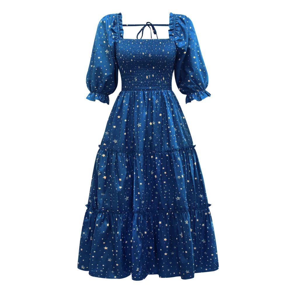 Rumida Women's Floral Dresses Backless Swing Dress Short-Sleeve Round-Neck Long Dress for Women L... | Walmart (US)