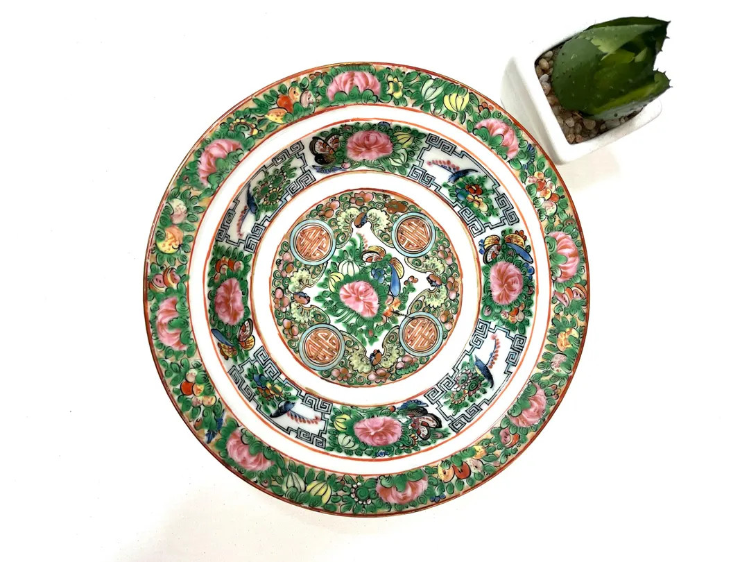 Vintage Asian Handpainted Bowl Canton Rose Medallion / Porcelain Hand Painted Floral Bowl - Etsy | Etsy (US)