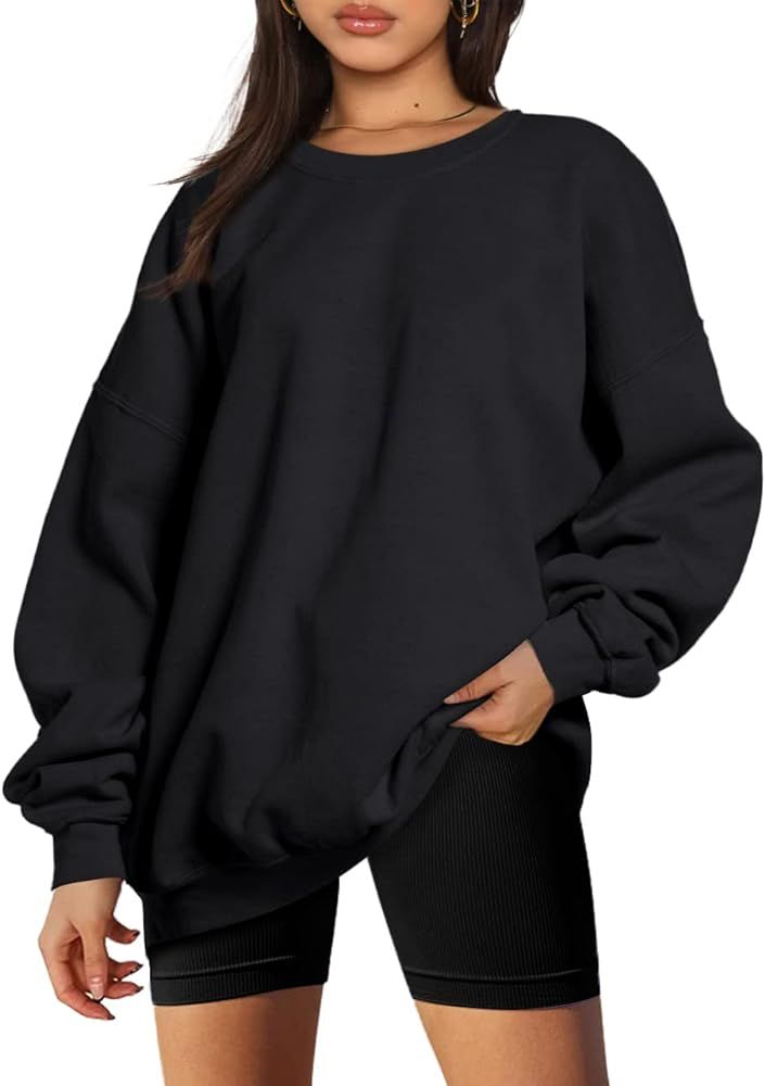 EFAN Womens Oversized Sweatshirts Hoodies Fleece Crew Neck Pullover Sweaters Casual Comfy Fall Fashi | Amazon (US)