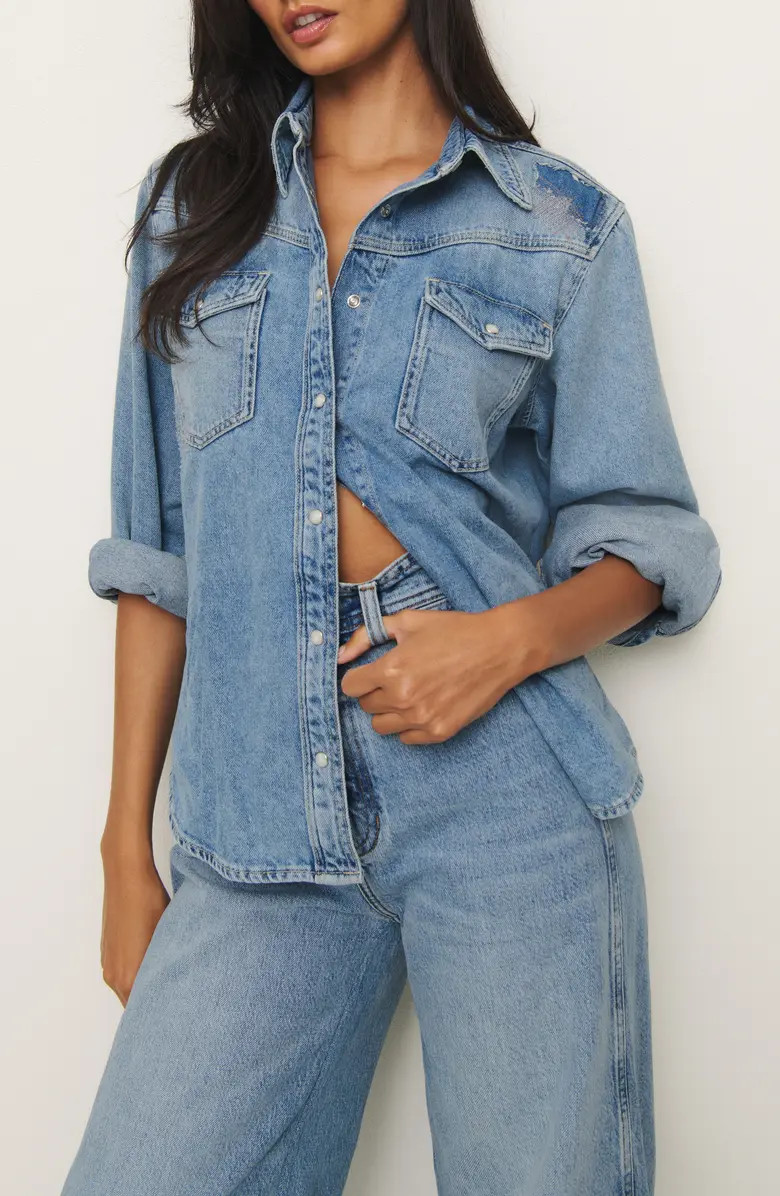 Reformation x Kacey Musgraves Deeper Well Denim Snap-Up Shirt | Nordstrom | Nordstrom