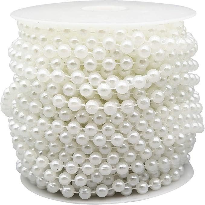 INSPIRELLE 6MM Ivory Faux Pearl Beads 18M Garland Pearl Bead Roll Strand for Wedding Party Decora... | Amazon (US)