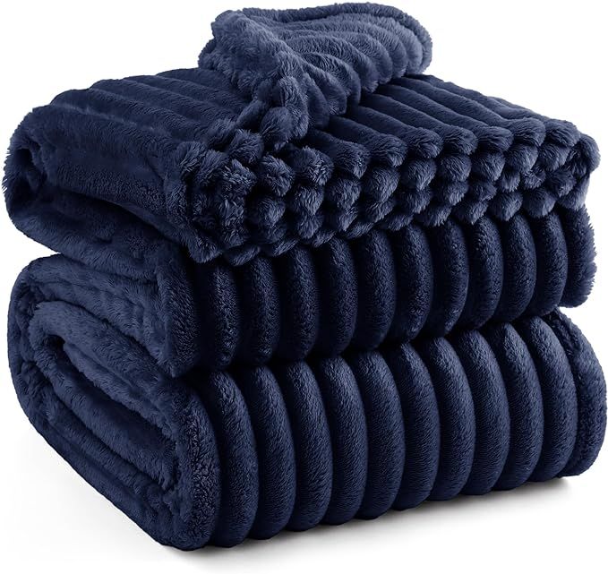 Bedsure Blue Fleece Blanket for Couch - Super Soft Cozy King Blankets for Women, Cute Small Blank... | Amazon (US)