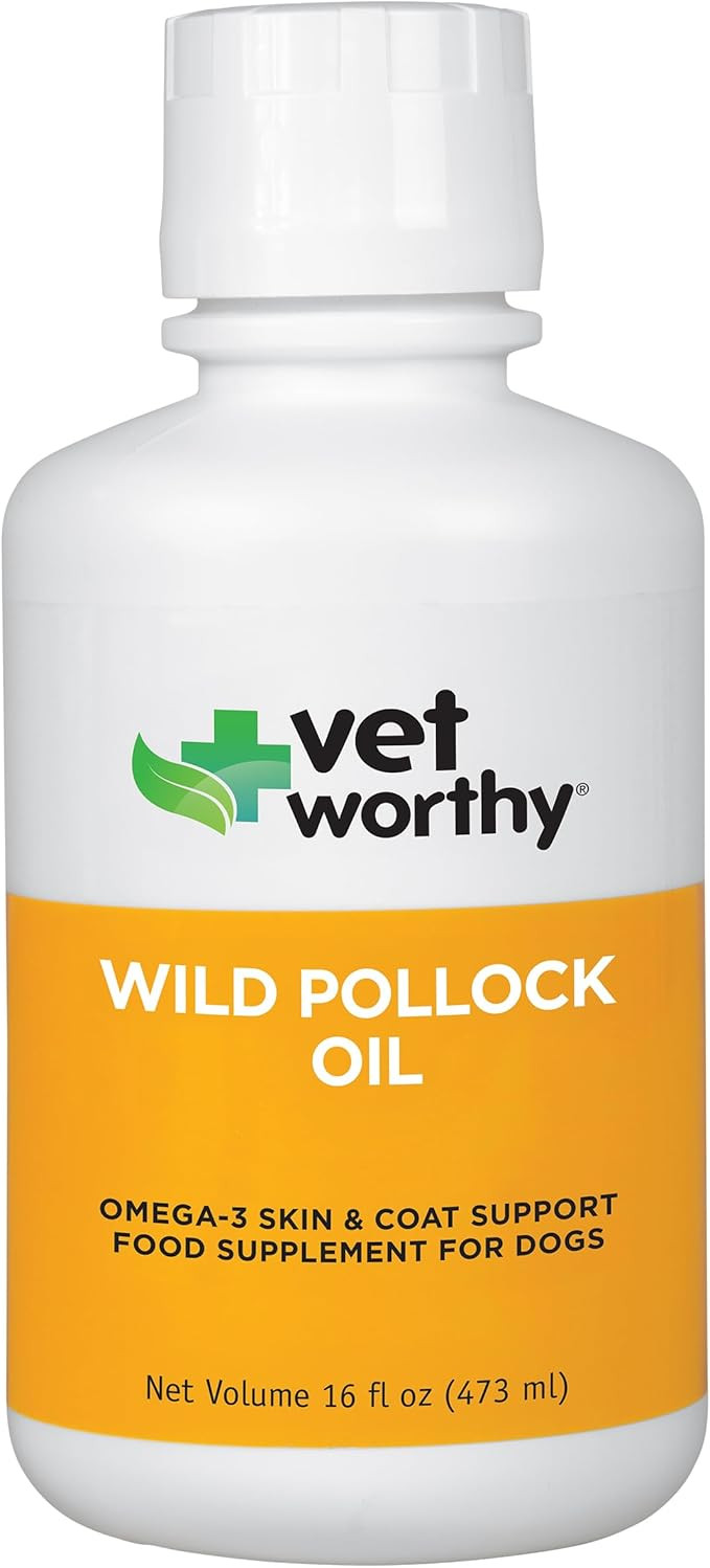 Vet Worthy Wild Pollock Oil for Dogs - All Natural Dog Supplement to Promote Skin and Coat, Heart... | Amazon (US)