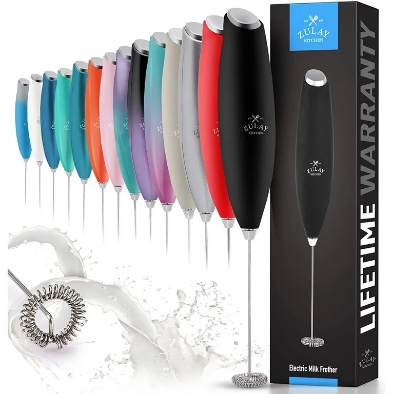 Zulay Kitchen Milk Frother Handheld Electric Whisk for Coffee Latte and Matcha Black | Walmart (US)