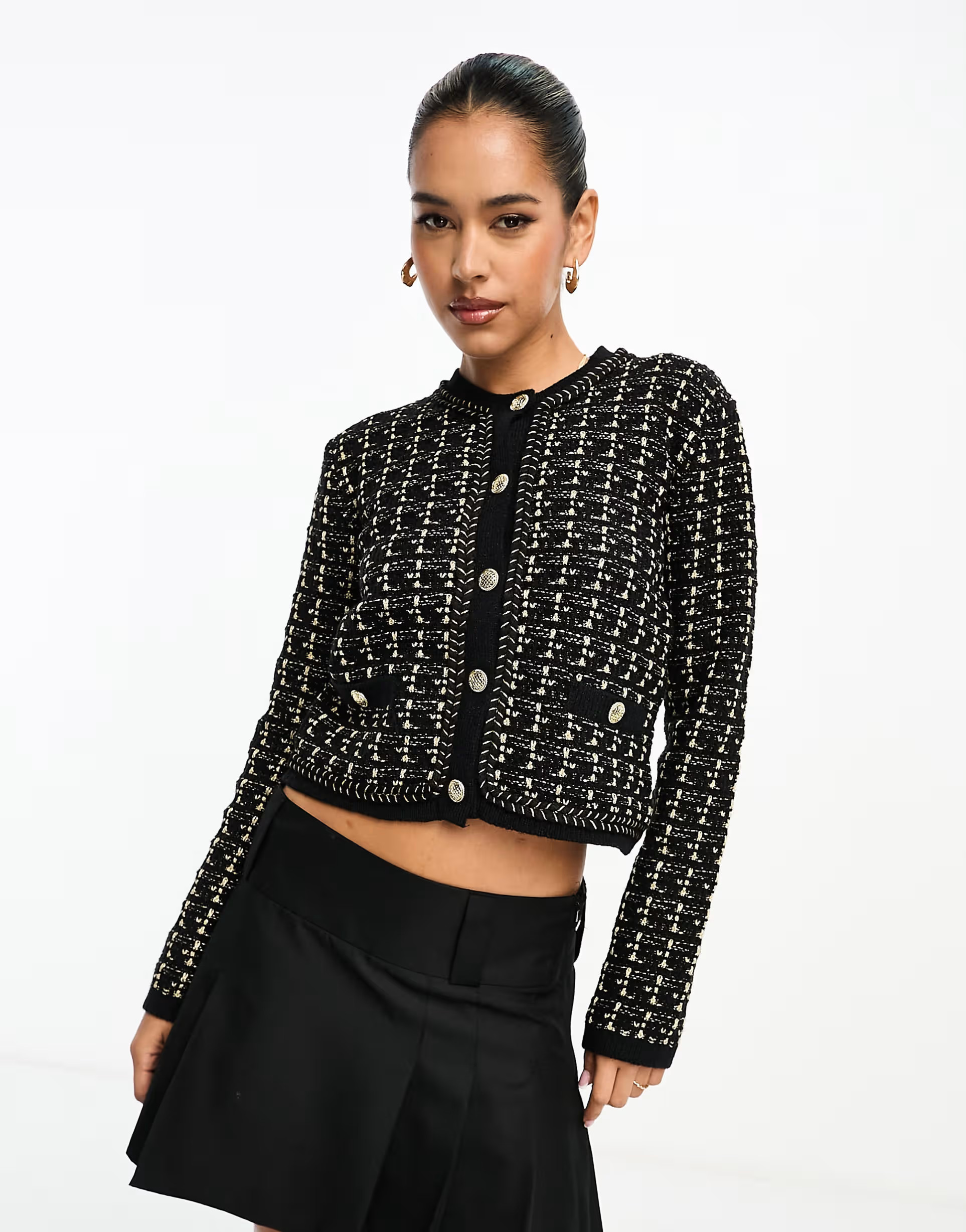 River Island - Bouclé gebreid vest in zwart | ASOS (Global)
