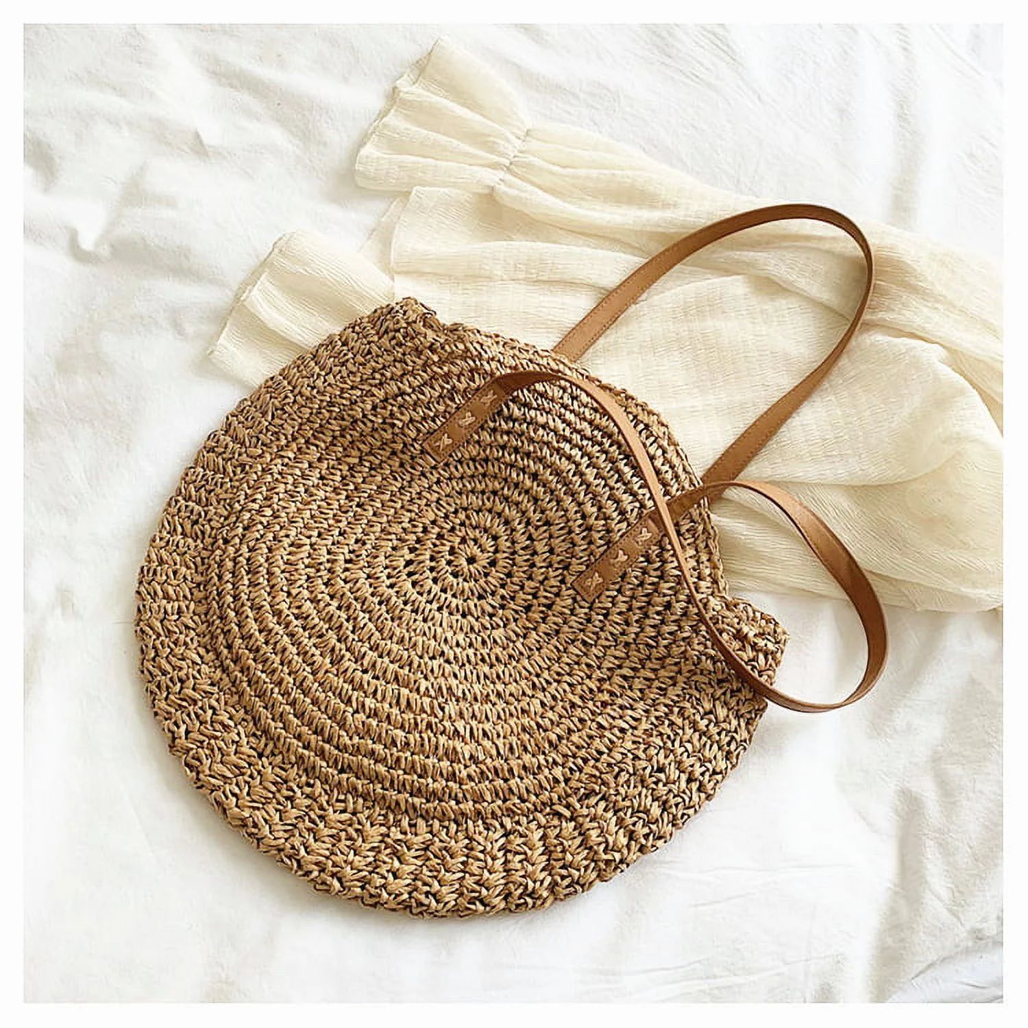 Women Straw Beach Bag Casual Bohemian Hand-woven Raffia Bag | Walmart (US)
