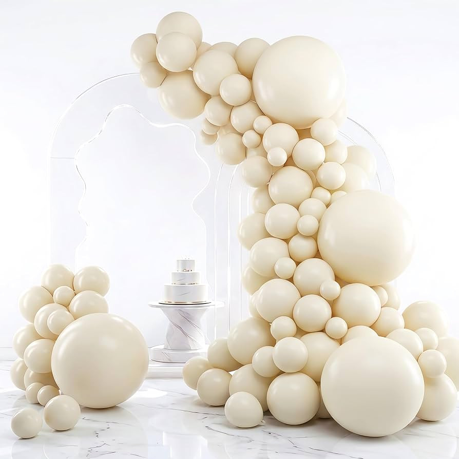 RUBFAC White Balloons Different Sizes Cream White Balloon Arch Kit 129pcs | Amazon (US)