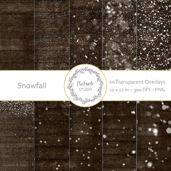 Snow Digital Overlays, Transparent Snow overlay, Scrapbook paper, Snow Photography overlay PNG, W... | Etsy (US)