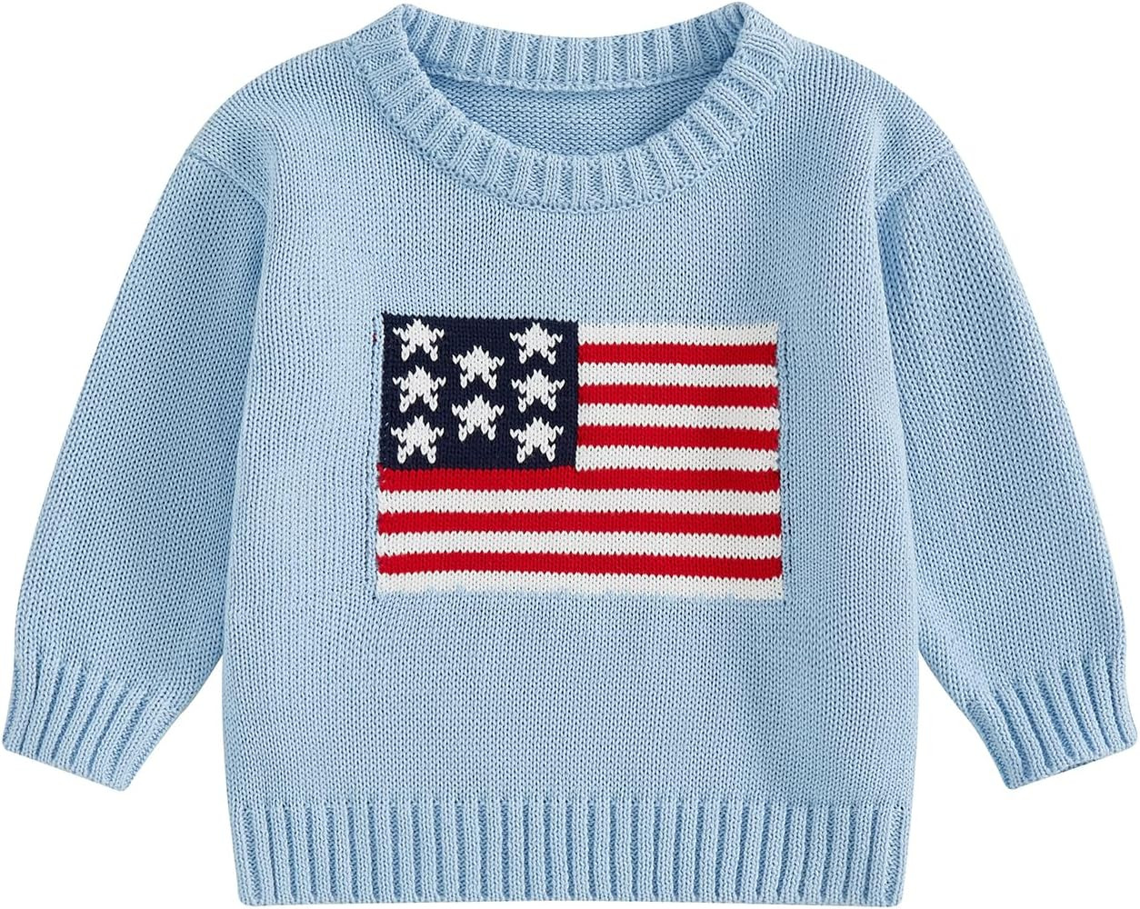 Toddler Baby Boy Girl 4th of July Outfit Long Sleeve Crewneck American Flag Sweater Memorial Day ... | Amazon (US)