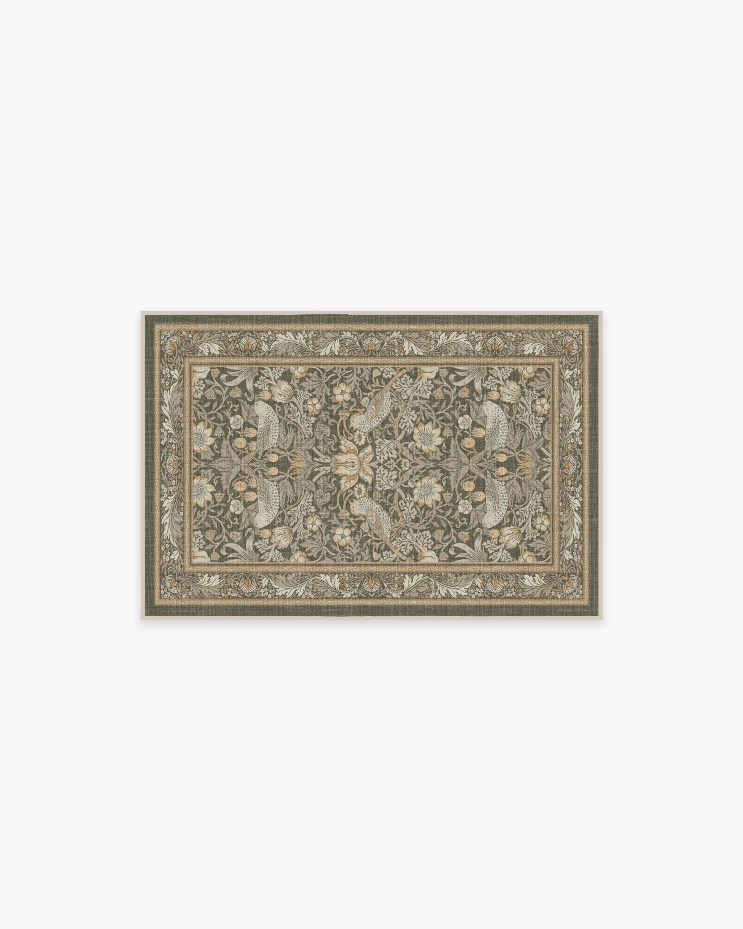 Morris & Co. Strawberry Thief Stone Gold Tufted Rug | Ruggable
