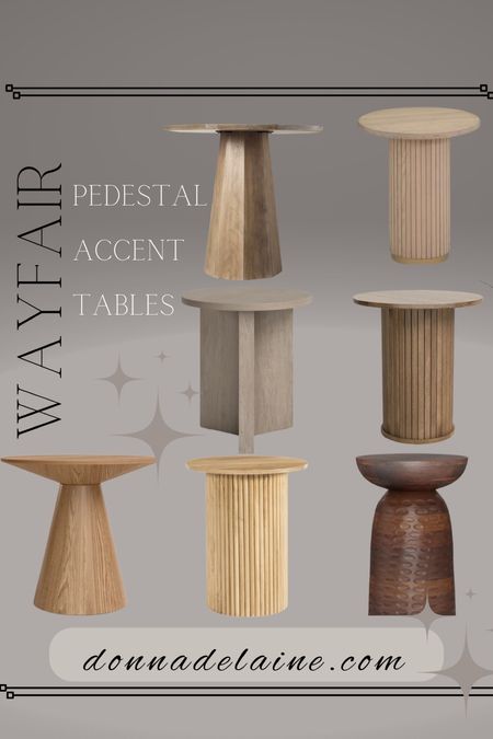 Wood accent tables: a great way to add warmth and charm to the living room, office, bedroom corner, foyer. I love a pretty pedestal table! 
Wayfair finds, home furniture, accent furniture 

#LTKhome