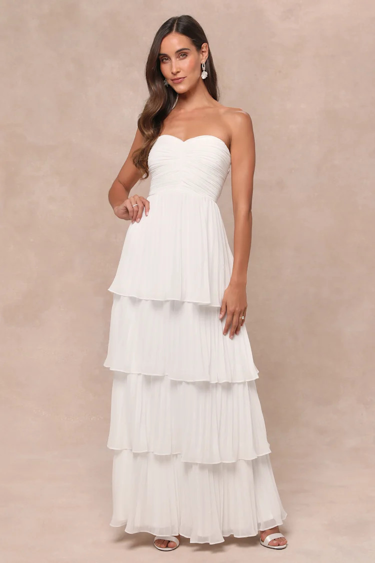 Seriously Sensational White Strapless Tiered Maxi Dress | Lulus